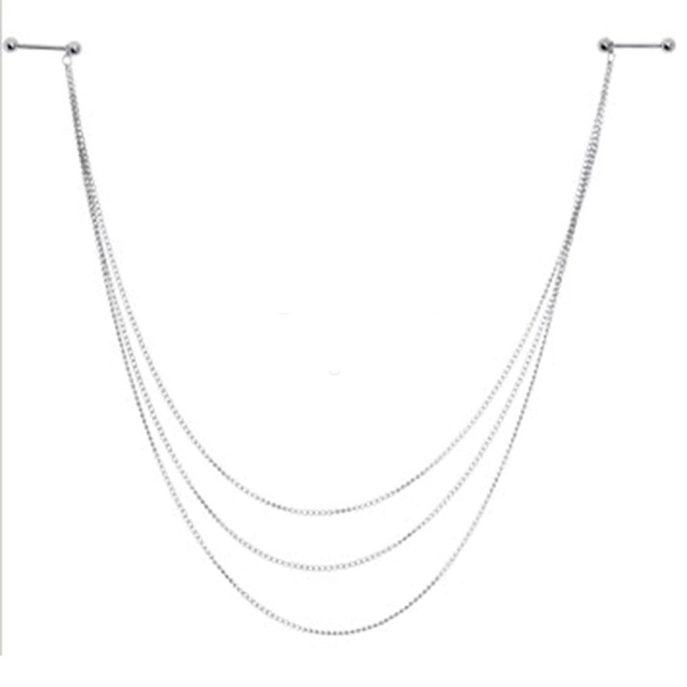 Nipple Piercing ~ Triple Chain ~ Silver